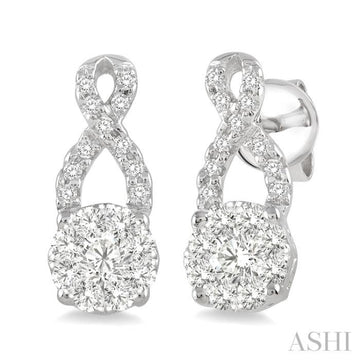 1/3 Ctw Lovebright Round Cut Diamond Earrings in 14K White Gold